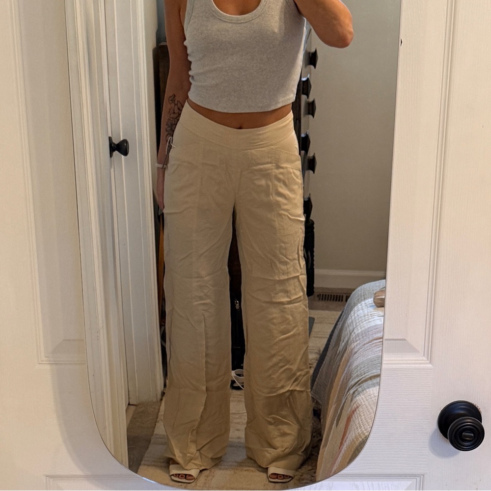 Donna Karan Light Tan Wide-Leg Pants
